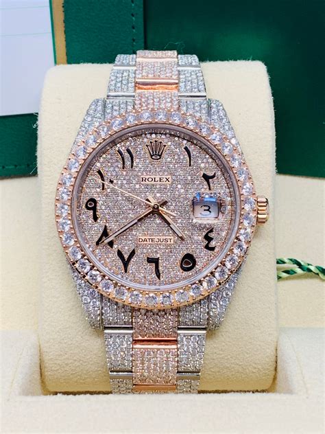 rolex iced out arabic replica|fully iced out rolex watch.